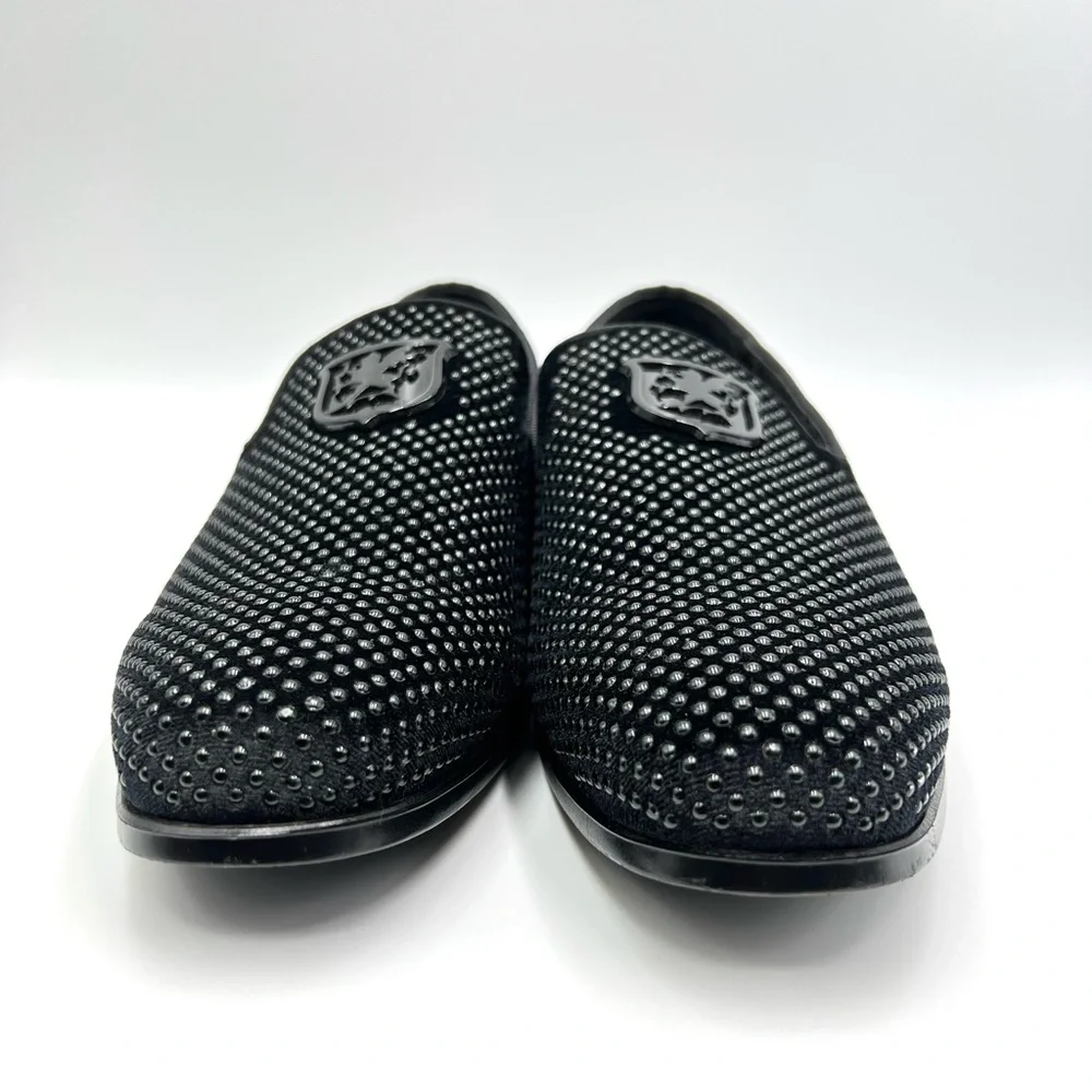 Stacy Adams Mens Size 9.5 Swagger Black Studded Slip On‎ Loafers Shoes